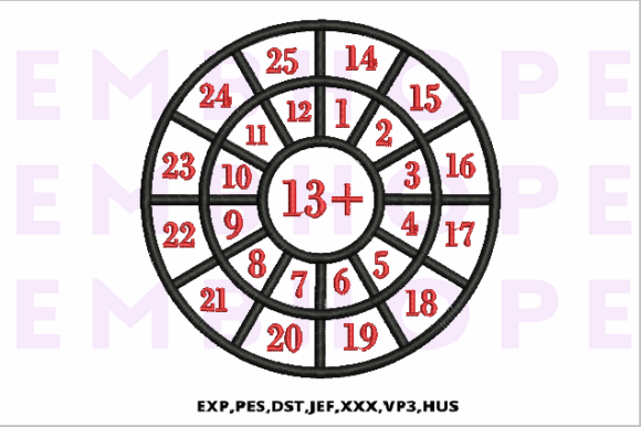 Addition Wheel 13: A Fun Math Embroidery Design