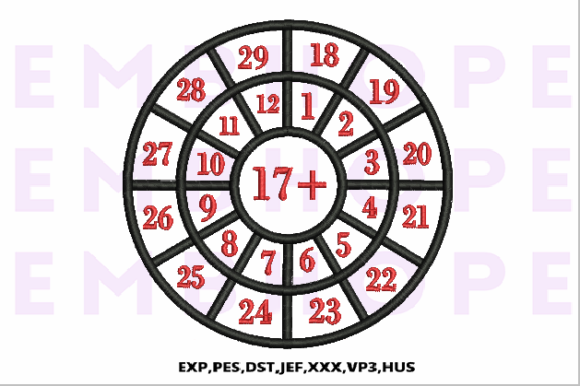 Addition Wheel 17 Embroidery Design