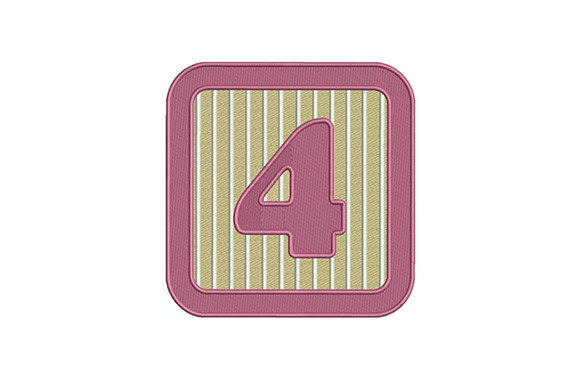 Four 4 Number Embroidery Design