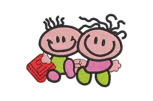 Kids to School Embroidery Design