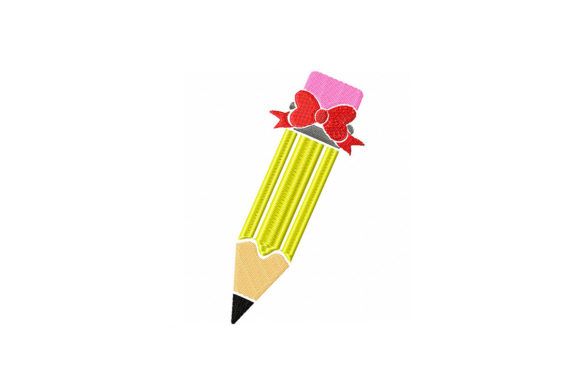 Pencil with Bow Embroidery Design