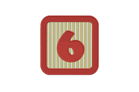 Red Frame 6 Number Embroidery Design